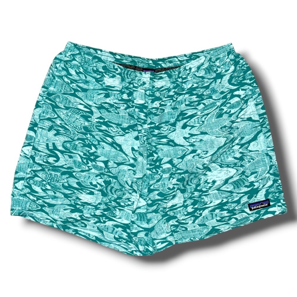 Patagonia Men's Baggies Shorts in a green fish pattern print